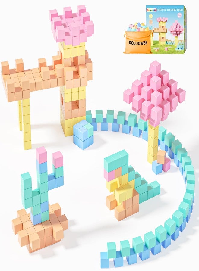 Doloowee 50 PCS Magnetic Blocks, Magnetic Building Cubes Macaron Magnetic Building Blocks for Kids Ages 4-8, STEM Preschool Toys Montessori Sensory Magnet Toys for 3 4 5 6 Years Old Boys Girls - Image 1